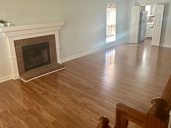 Living/dining area with gas fireplace.