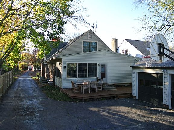 Rear of home & 2 car garage