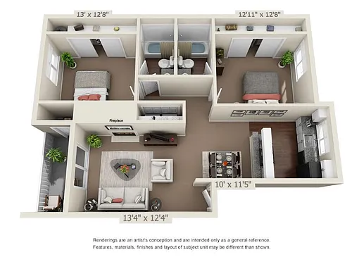Floor plan 2 Bedroom / 2 Bathroom