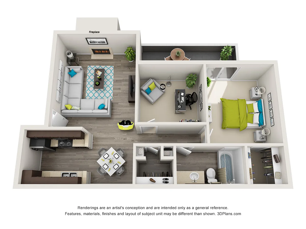 Floor plan Beech (1BD/1BA)