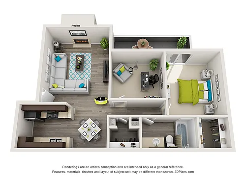 Floor plan Beech (1BD/1BA)