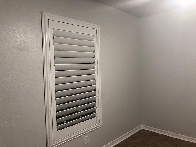 Bedroom with plantation shutters