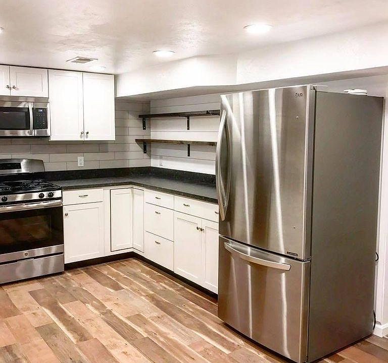 New stainless steel appliances. Counter space galore.