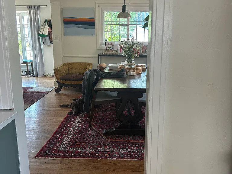 View into dining room from kitchen