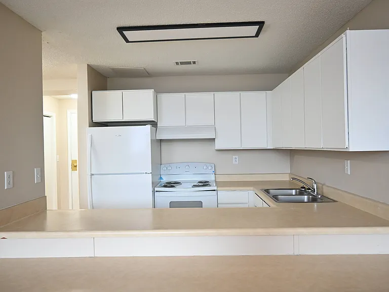 Kitchen with counter space at Rosewater.