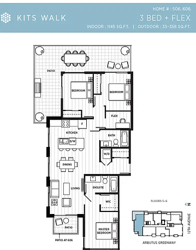 Floor plan 3 Bed + 2 Bath + Flex