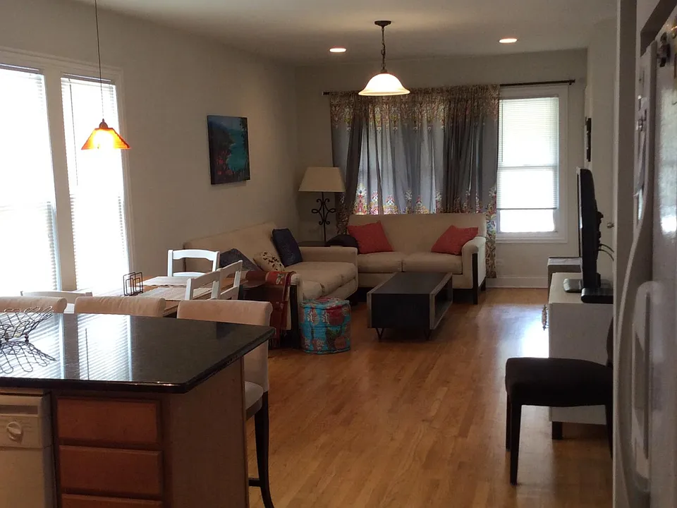 View from kitchen to living room.