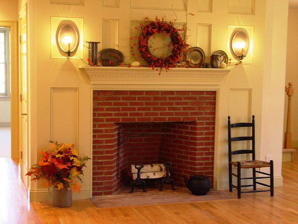 Wainscoting - Brick Fireplace