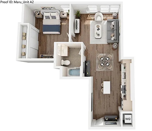 Floor plan A2 - 1 Bedroom