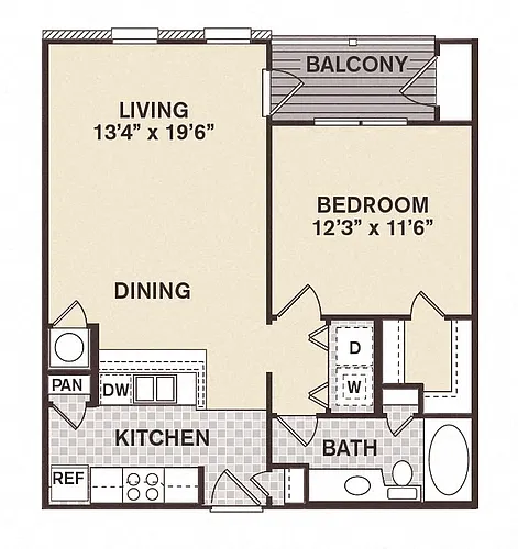 Floor plan 1B1B Canal Street - Renovated