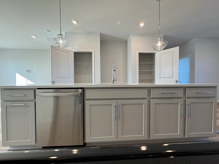 Dish washer, Cabinets, Island, Large Sink