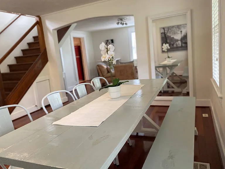 Open concept with downstairs rooms.