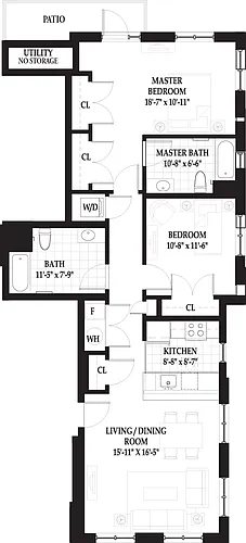 Floor plan Villas Two Bedroom with Patio