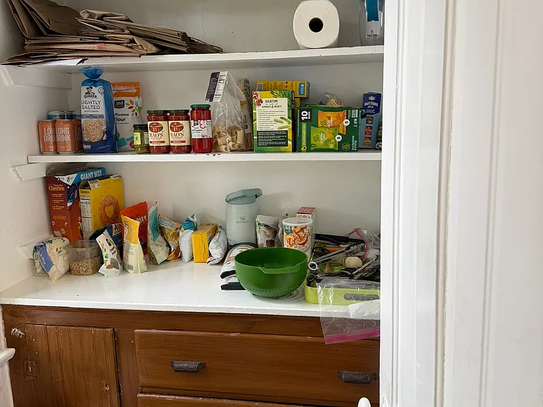 Walk in kitchen pantry.