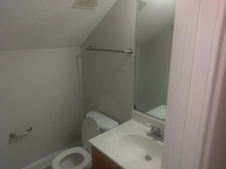 3rd floor bathroom. In-suite to 3rd floor bedroom. Standing shower behind door.
