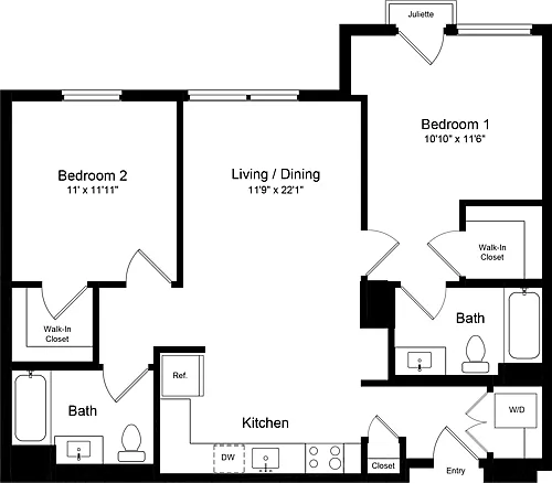 Floor plan 2 Bedroom BJ
