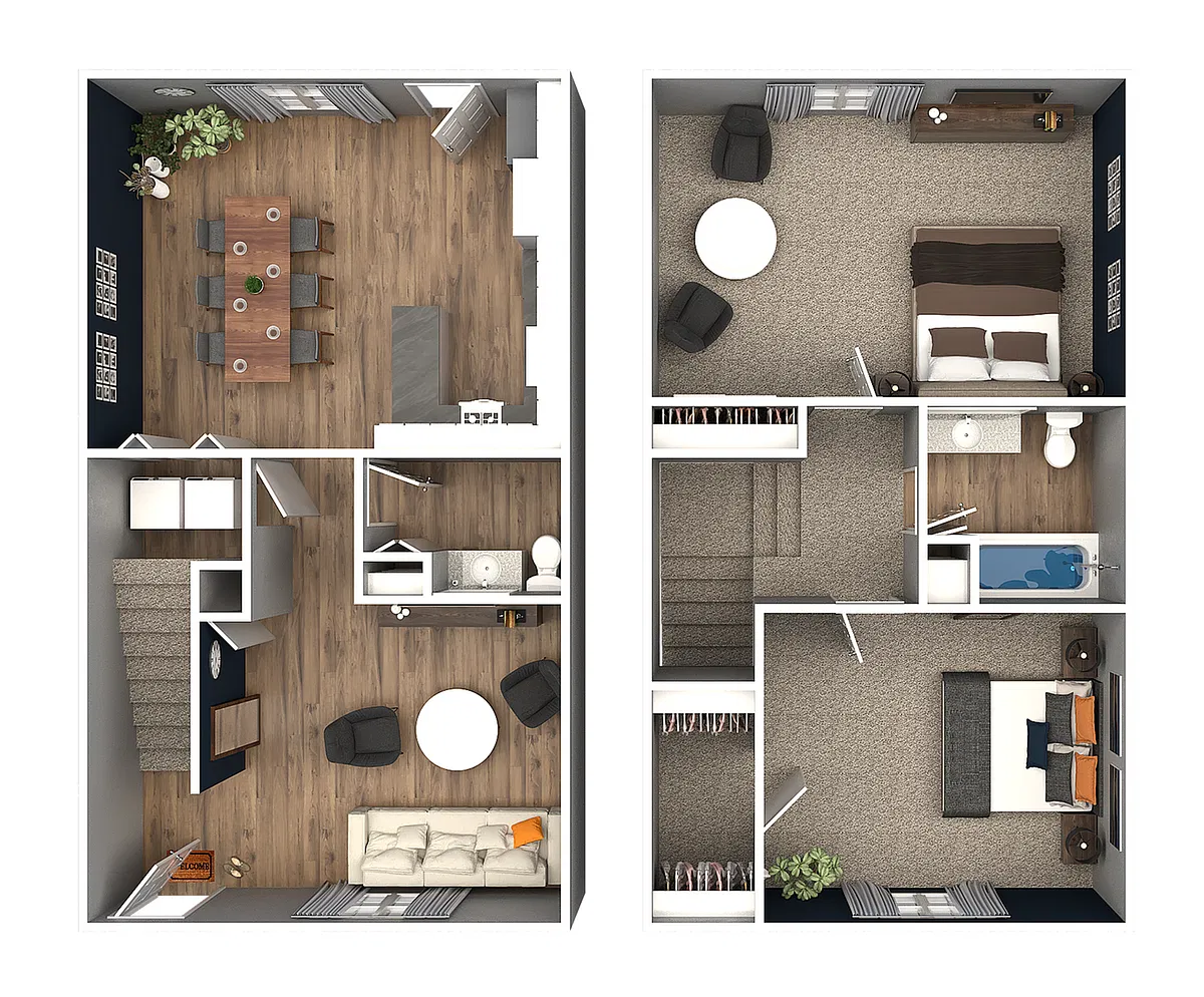 Floor plan 2 Bed 1.5 Bath Townhome