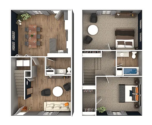 Floor plan 2 Bed 1.5 Bath Townhome