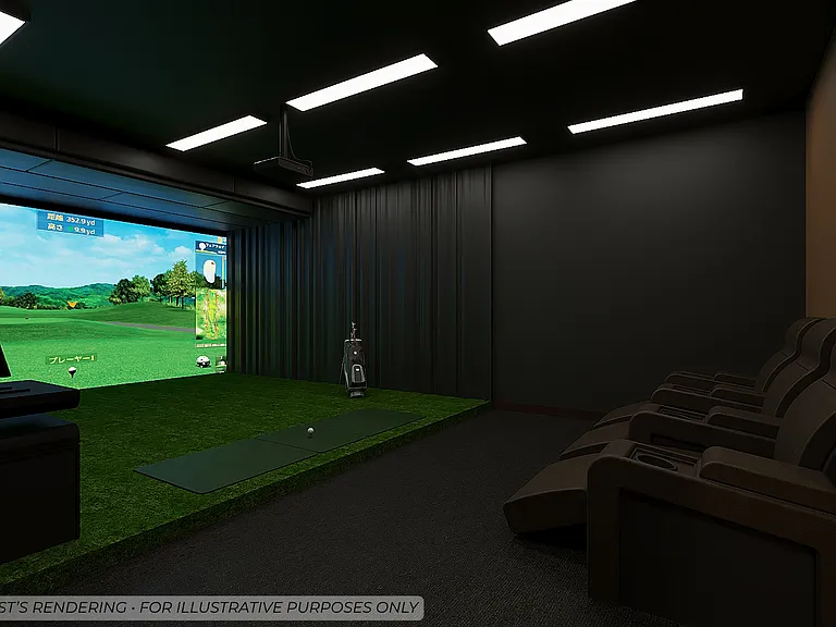 Golf simulator and movie theater