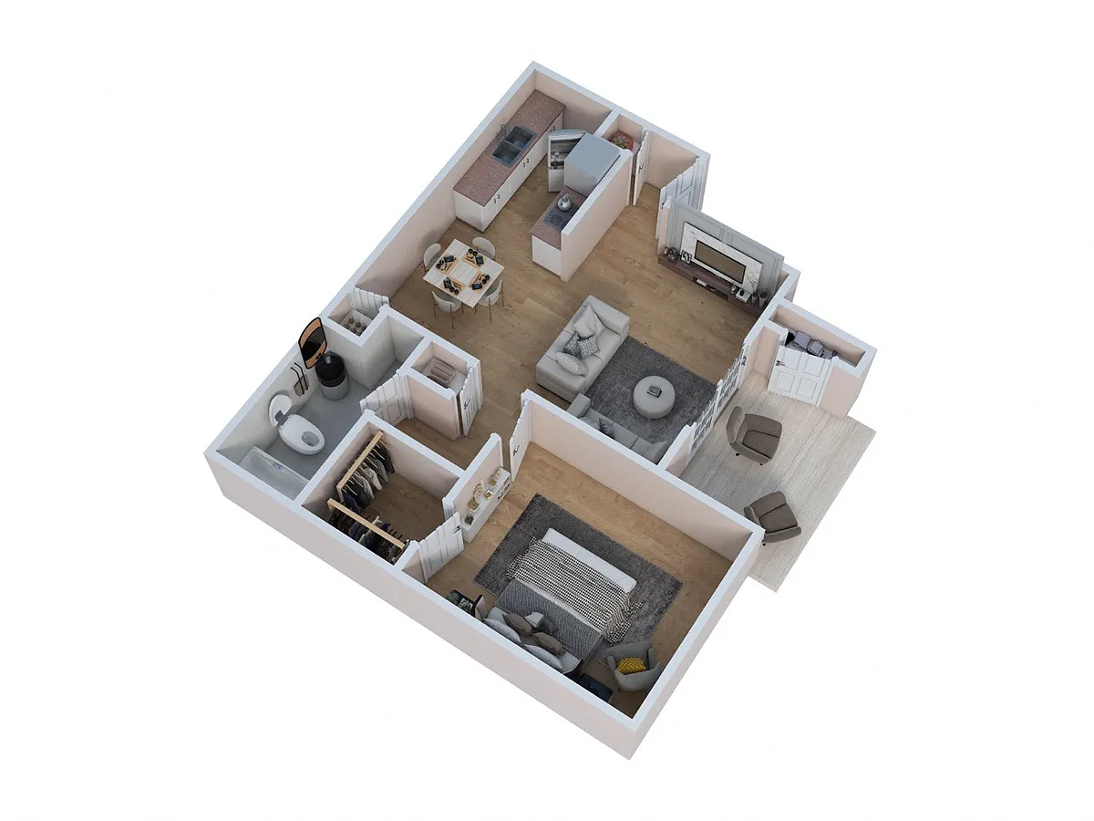 Floor plan 1 Bed - 1 Bath