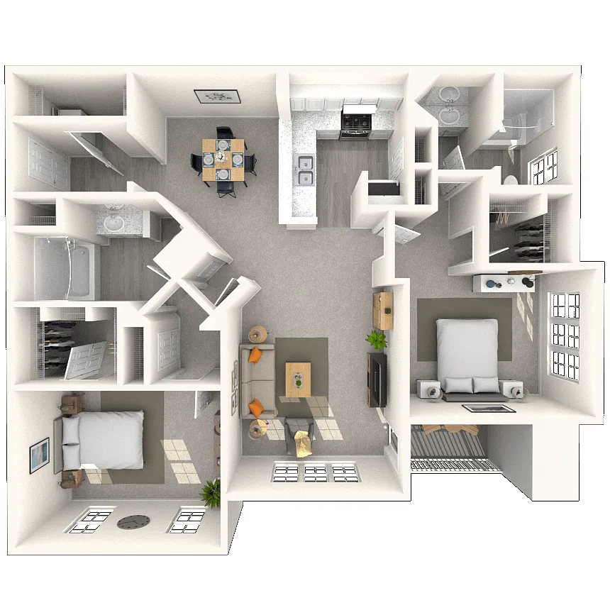 Floor plan Traditional 2x2 1092-1353 SF