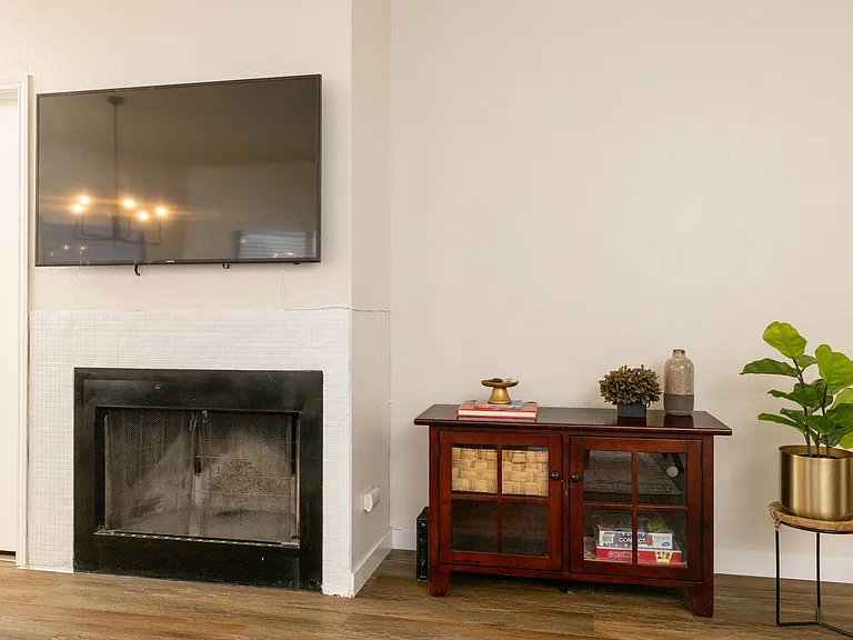 Smart TV and fireplace in the living room