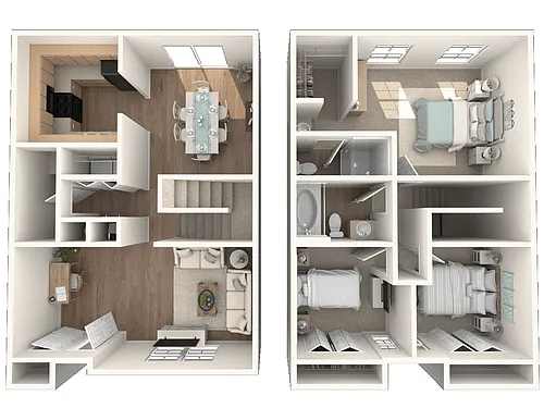 Floor plan 3 Bedroom 2.5 Bath Townhome