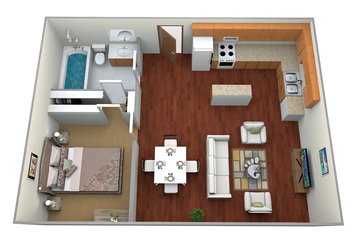Floor plan 1 Bedroom, 1 Bathroom