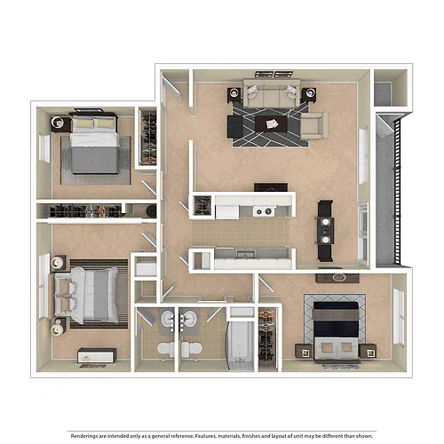 Floor plan 3 Bedroom 2 Bath