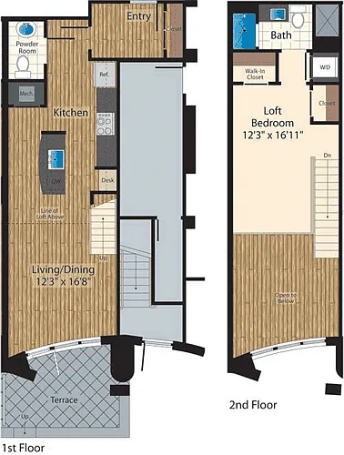 Floor plan One Bedroom B 907