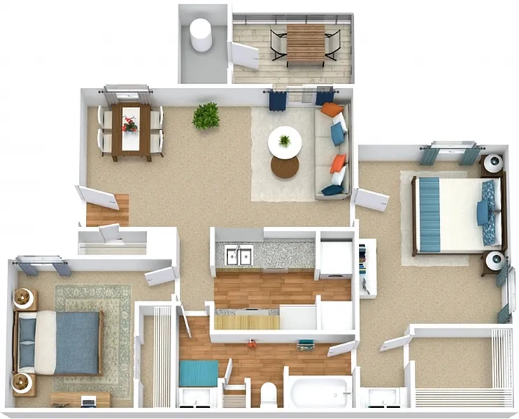 Floor plan 2 Bedroom 1 Bathroom