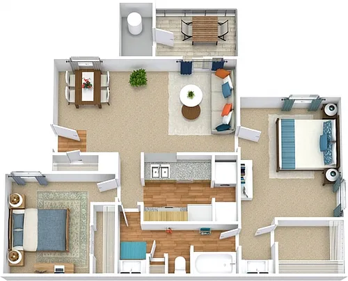 Floor plan 2 Bedroom 1 Bathroom