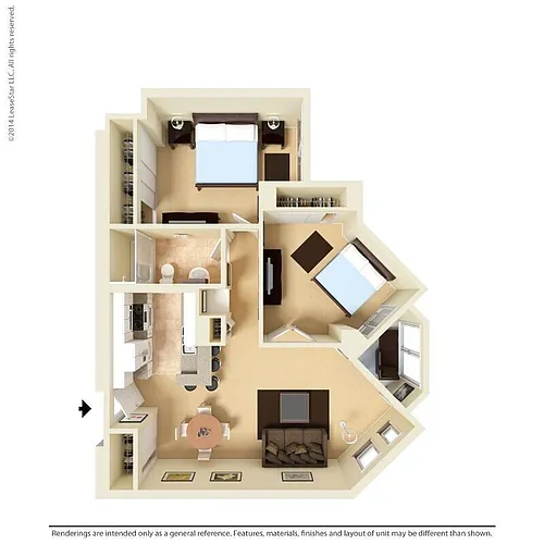 Floor plan Medium 2 Bed 1 Bath