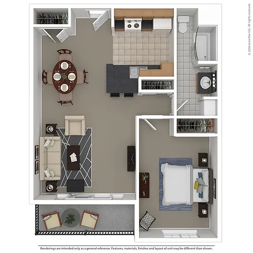 Floor plan Large 1 Bedroom Standard