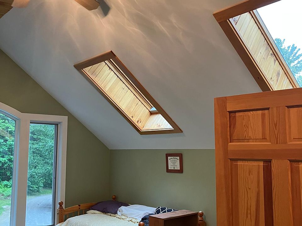 Ceiling fan and sky lights in room. I have some furniture that you would be welcome to use.