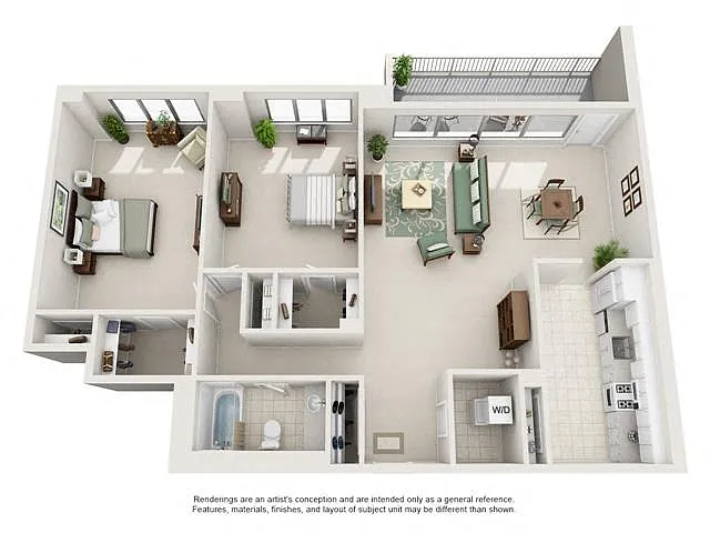 Floor plan 2 Bedroom, 1 Bath 1223 SF 21a