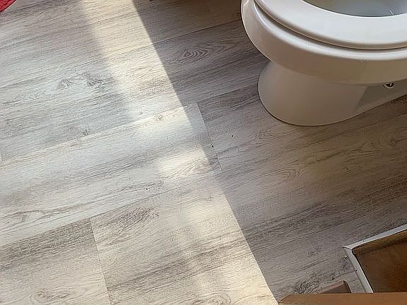 New tile on bathroom floor