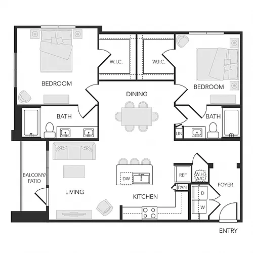 Floor plan 2BR 2BA (1209 SF)