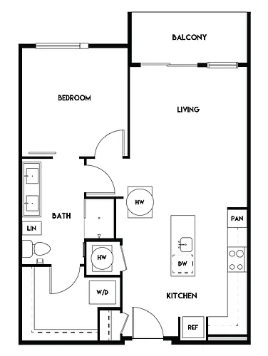 Floor plan 1BR 1BA (757 SF)