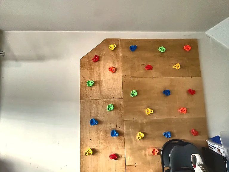 Garage rock-climbing wall