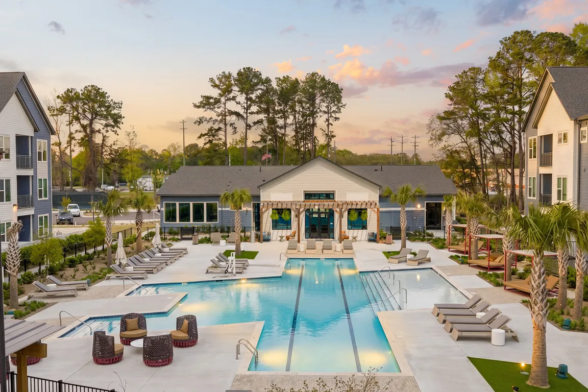 Resort-style swimming pool and sun deck