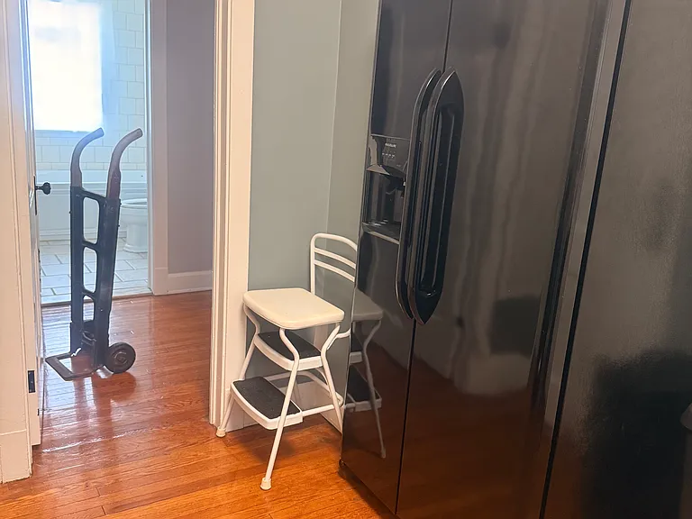 kitchen fridge and hallway view