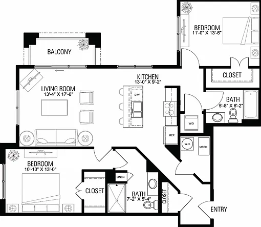 Floor Plan 2G | Wells Street Station | Apartments in Delafield, WI Floor Plan 2G | Wells Street Station | Apartments in Delafield, WI