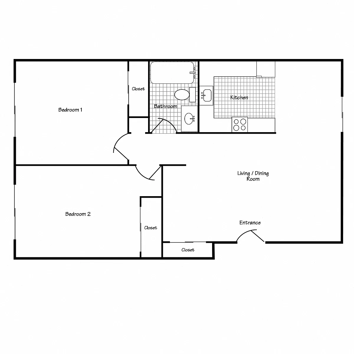 Floor plan 2 Bed 640-750
