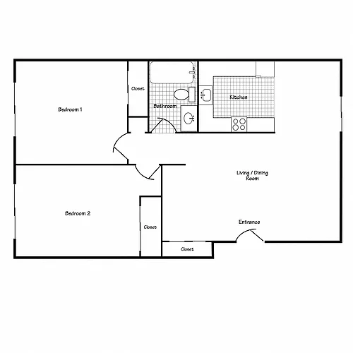 Floor plan 2 Bed 640-750