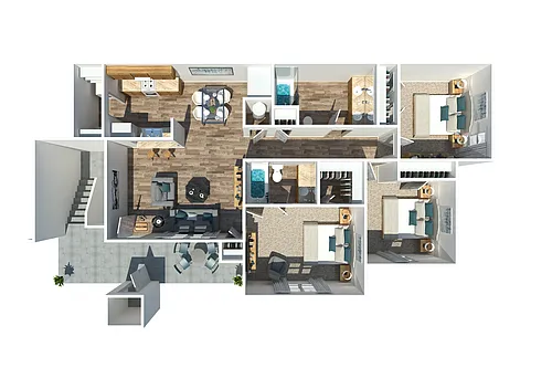 Floor plan Three Bedroom Two Bathroom