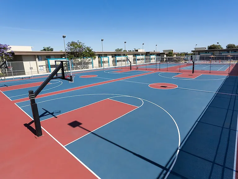 Tennis and basketball courts