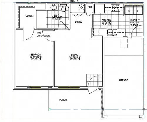 Floor plan 1 Bedroom Unit