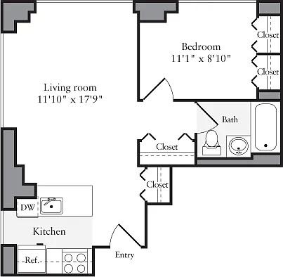 Floor plan 1 Bedroom F
