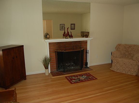 Spacious living room, warm fireplace